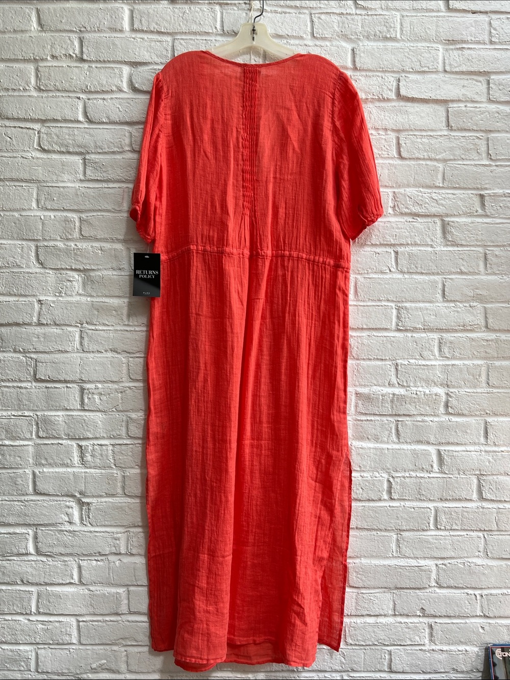 PURE COLLECTION Red Vneck Short sleeve Maxi Dress Dainty Pleats Drawstring waist - Picture 8 of 16